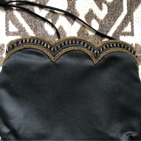 Genie Black Evening Bag with Black & Gold Scallop Beading - OS - Picture 6 of 8